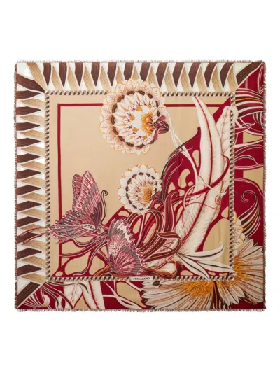 Ferragamo Floral-print Scarf In Brown
