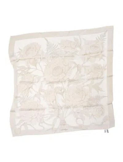 Pre-owned Ferragamo Floral Print Scarf In Neutral