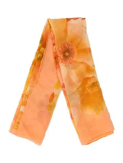 Pre-owned Ferragamo Floral Print Scarf In Orange