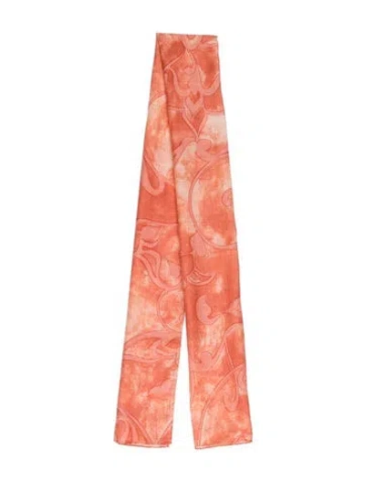 Pre-owned Ferragamo Floral Print Scarf In Orange