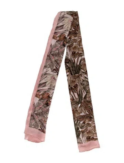 Pre-owned Ferragamo Floral Print Scarf In Pink
