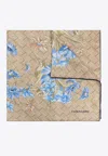 Ferragamo Floral Print Silk Scarf In Beige