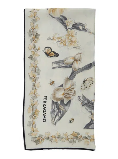 Ferragamo Floral Print Silk Scarf In Multi