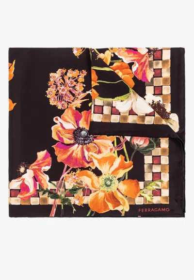 Ferragamo Floral Print Silk Scarf In Multi