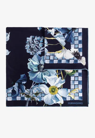 Ferragamo Floral Print Silk Scarf In Multi
