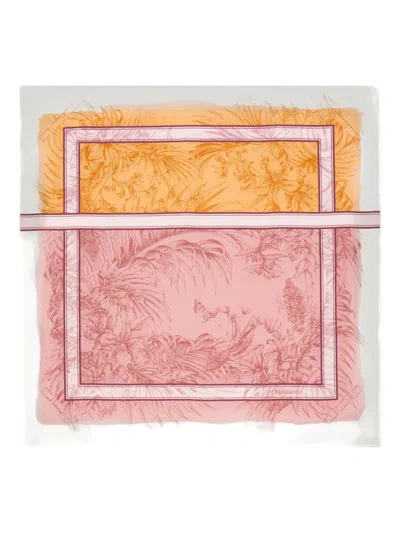 Ferragamo Floral-print Silk Scarf In Pink