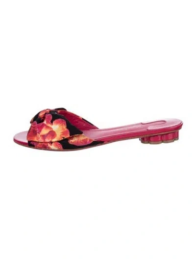 Pre-owned Ferragamo Floral Print Slides In Multi