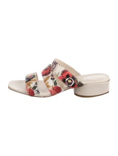 Pre-owned Ferragamo Floral Print Slides In Pink