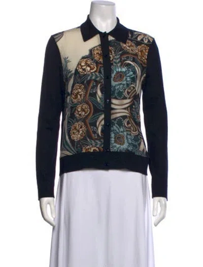 Pre-owned Ferragamo Floral Print Sweater In Black