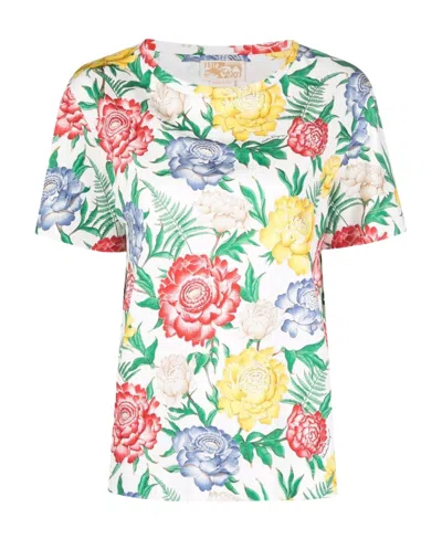Ferragamo Floral Print T-shirt In White