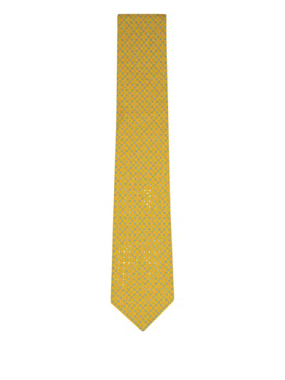Ferragamo Floral-print Tie In Yellow