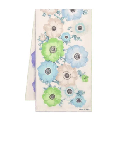 FERRAGAMO FLORAL PRINTED SILK SCARF