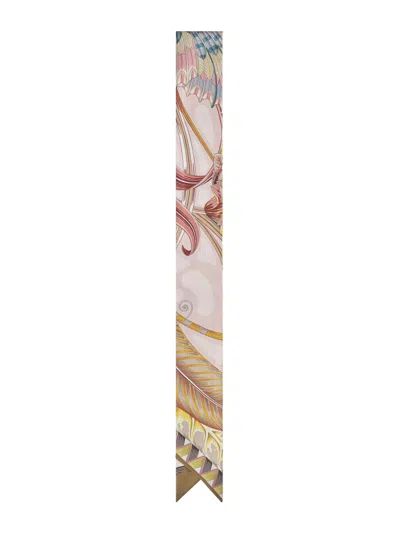 Ferragamo Floral Silk Scarf With Geometric Edges In Multi