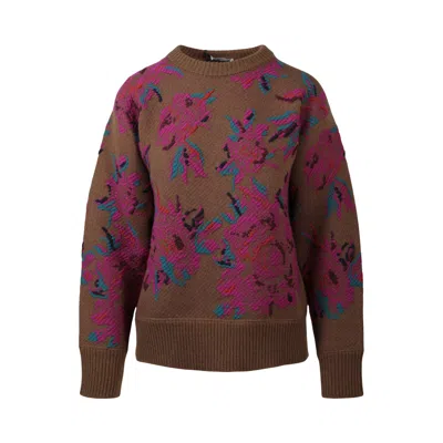 Pre-owned Ferragamo Floral Wool Sweater 'beige Khaki' | Tan | Women's Size S In Brown