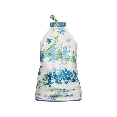 Ferragamo Floral-print Silk Top In White