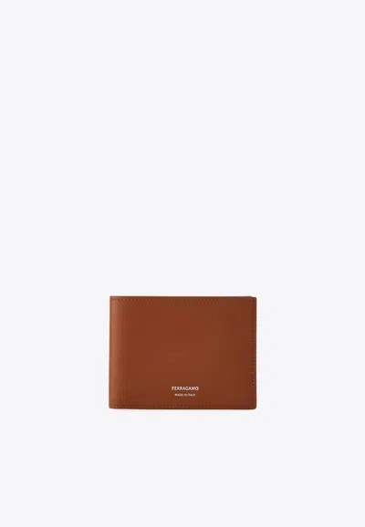 Ferragamo Florence Bi-fold Leather Wallet In Brown