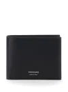 Ferragamo Florence Black Bi-fold Wallet With Logo Lettering On The Front In Leather Man In Black