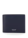 Ferragamo Florence Blue Bi-fold Wallet With Logo Lettering On The Front In Leather Man In Blue