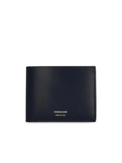 Ferragamo Logo Stamp Bi-fold Wallet In Black