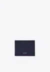 Ferragamo Florence Logo Stamp Leather Cardholder In Blue