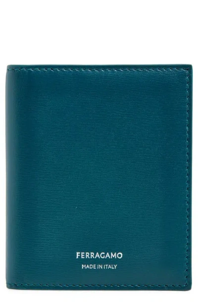 Ferragamo Florence Tall Classic Leather Bifold Wallet In Blue