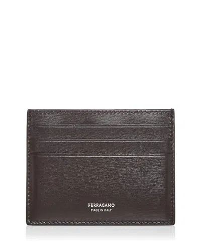 Ferragamo Florence Zelia Leather Card Case In Brown