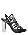 Ferragamo Florenza Crystal-embellished Slingback Heel Sandals In Black