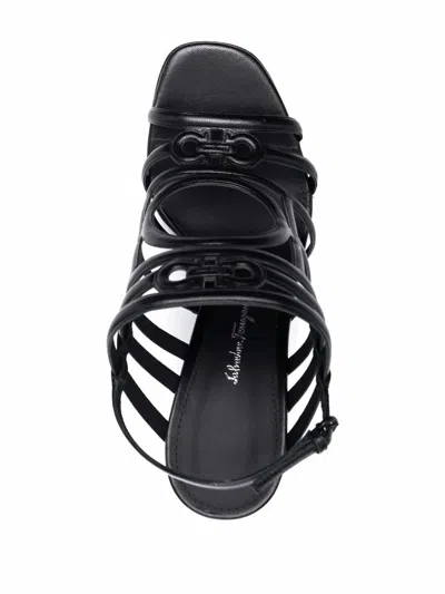 Ferragamo Florenza Mirrored Heel Sandals In Black