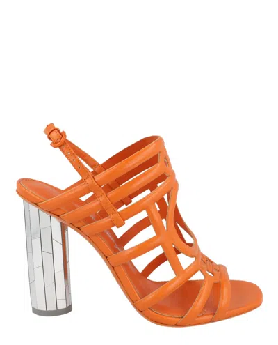 Ferragamo Florenza X Slingback Heel Sandals In Orange