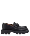 Ferragamo Chunky Sole Loafers With Metal Buckle Detail In Black