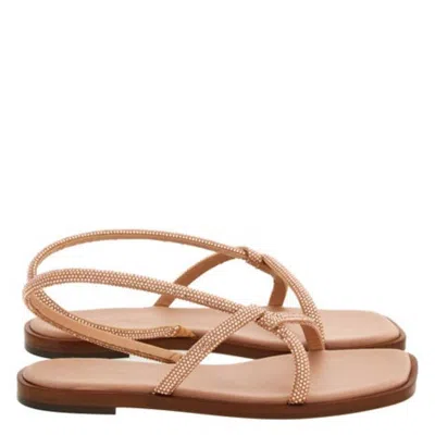 Ferragamo Floriane Knotted Strap Flat Sandals In Animal Print