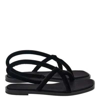 Ferragamo Floriane Knotted Strap Flat Sandals In Black