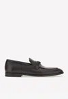 Ferragamo Man Moccasin With Gancini Ornament In Black