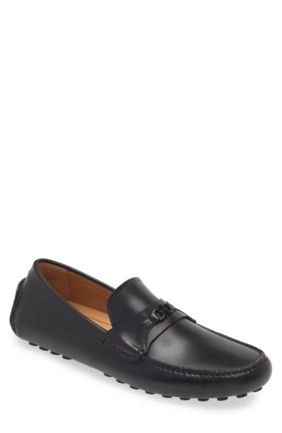 Ferragamo Men's Florin Gancini Bit Leather Drivers In Black