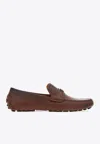 Ferragamo Gancini-ornament Driver Loafers In Brown