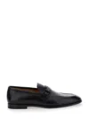 Ferragamo Smooth Leather Loafers With Gancini Men In Black