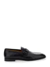 Ferragamo Smooth Leather Loafers With Gancini Men In Black