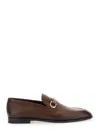 Ferragamo Florio Brown Loafers With Single Gancini On The Side In Leather Man In Brown