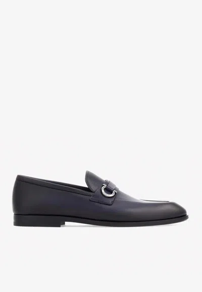 FERRAGAMO FLORIO GANCINI LEATHER LOAFERS