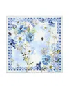 Ferragamo Flower Print Silk Scarf In Blue