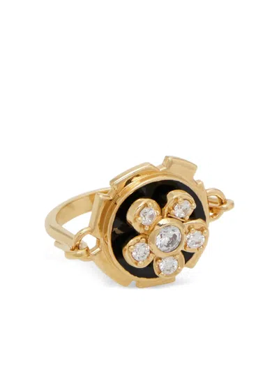 Ferragamo Flower Crystal Ring In Gold