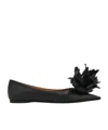 Ferragamo Flower Embellished Ballet Flat In Black