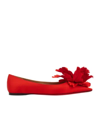 Ferragamo Flower Embellished Ballet Flat In Red