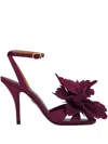 Ferragamo Flower Embellished High Heel Sandal In Purple