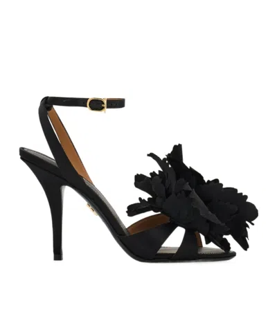 FERRAGAMO FLOWER EMBELLISHED HIGH HEEL SANDAL