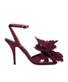 Ferragamo Flower Embellished High Heel Sandal In Purple