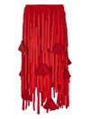 Ferragamo Mesh Skirt With Flower Detail In Red