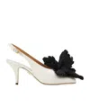 Ferragamo Flower Embellished Slingback In White