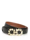 Ferragamo Flower Gancino Reversible And Adjustable Belt 2,5cm In Black