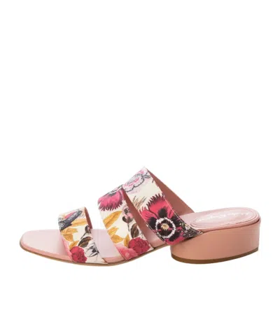 Ferragamo Flower High-heeled Slippers In Pink